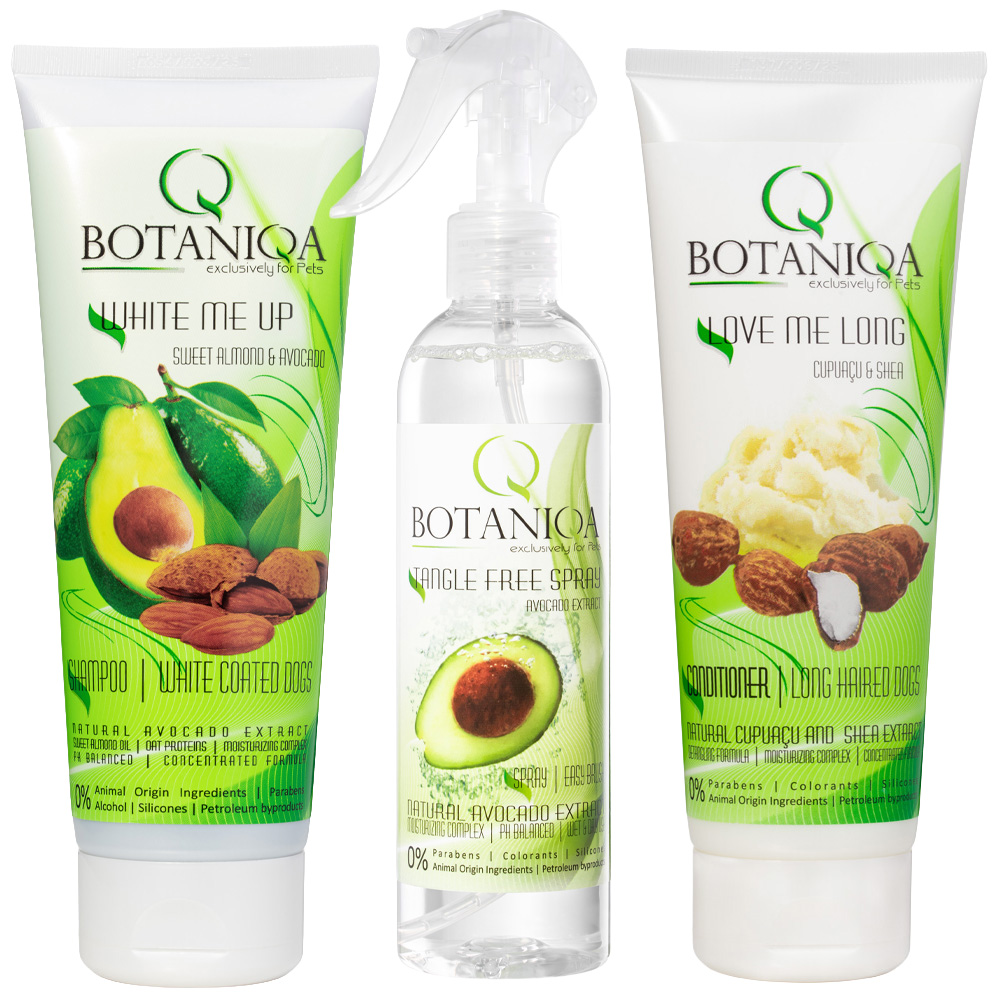 ODŻYWKA + SZAMPON + SPRAY dla psów białych BOTANIQA